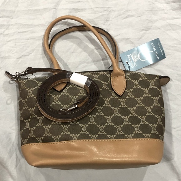 🦋NINE WEST organized natural color handbag w/crossbody strap size9x6 NWT - Picture 8 of 13